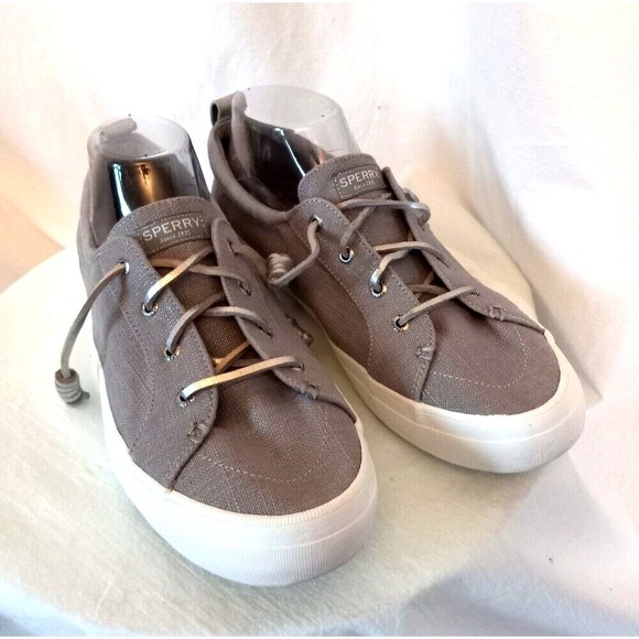 Sperry Crest Vibe Sparkle Grey Crosshatch Linen Sneakers STS87468 Size 11 - Picture 1 of 4